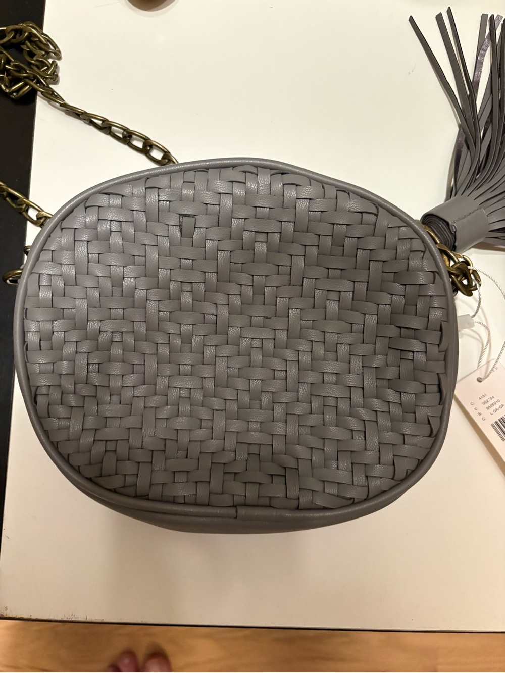 Anthropologie Woven Oval Crossbody Bag - Gray
